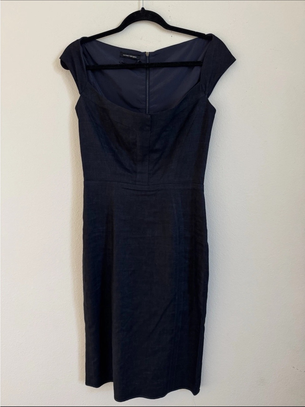 Narcisco Rodriguez Navy Blue Workwear Cap Sleeve Office minimalist Dress 42